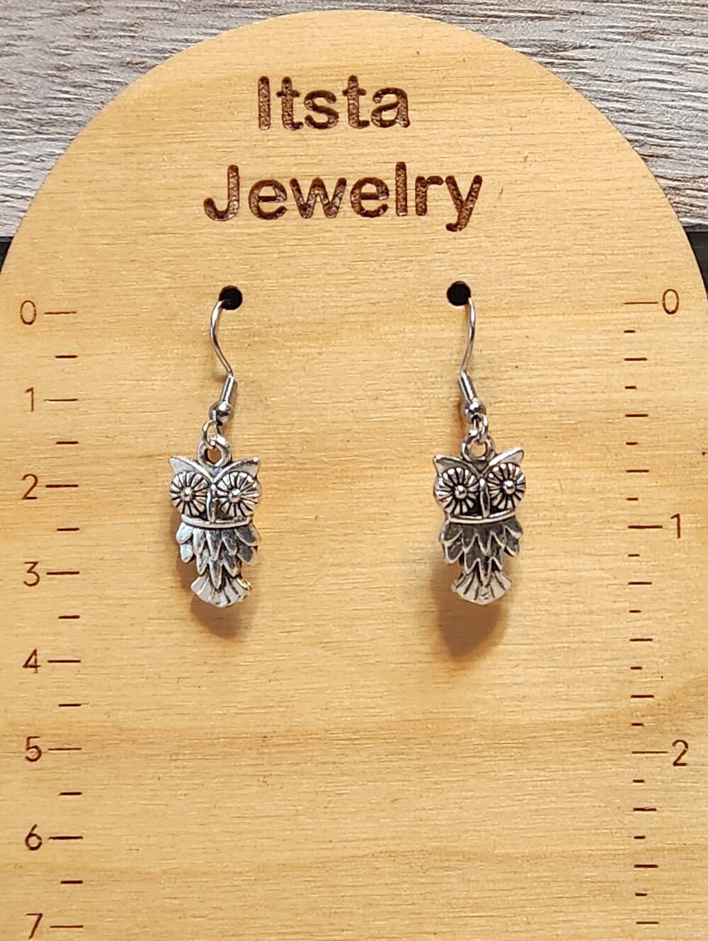 Owl Earrings On Stainless Steel French Earwires A03 - Picture 2 of 4